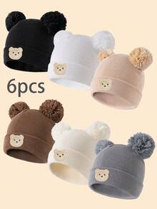 6 gorros de punto para bebé, disponibles en 8 colores, gruesos y cálidos para el invierno, con diseño minimalista y lindo, adecuados para niños de 1 a 6 años para actividades al aire libre como senderismo/esquí y uso diario en invierno