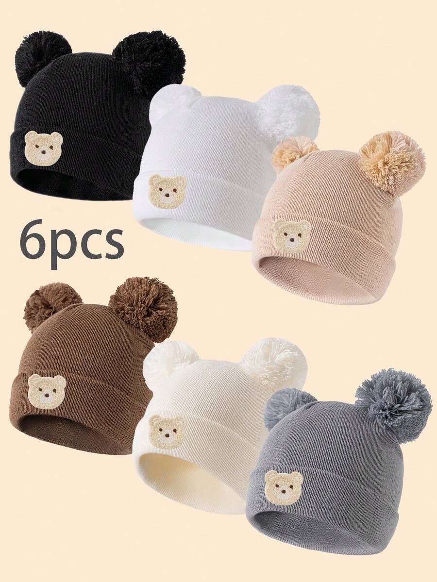 6 gorros de punto para bebé, disponibles en 8 colores, gruesos y cálidos para el invierno, con diseño minimalista y lindo, adecuados para niños de 1 a 6 años para actividades al aire libre como senderismo/esquí y uso diario en invierno