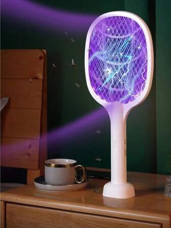 OBOVAY 2 st bärbara elektriska myggmedel - USB-laddningsbar, 500mAh batteri, 3-lagers nät, tyst &, lämplig för hem, sovrum, kök, uteplats etc. - vit och blå, laddningsbar elektrisk myggdödare, modern design, effektivt myggmedel