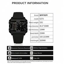 SANDA SANDA Men Women Watch Digital Sport Fashion Wristwatch Top Brand Luxury Multifunction Alarm Date Week Stopwatch EL Light Function Waterproof Electronic LED Original Male Lady Clock Gift 2198