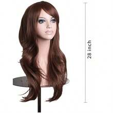 DANESHE Wigs 28" Long Wavy Hair Heat Resistant Cosplay Wig For Women Dark Brown - 深棕色 - 查看 3