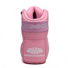 High-Top Professional Boxing Shoes, Unisex Strong Anti- Grip, Wrestling Combat Squat Training Shoes, Indoor Gym Sports Sneakers - Pink - View 3