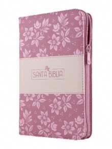 Biblia Reina Valera 1960 Mediana Letra Grande Imitación Piel Rosa Código QR - Libro único - Ver 1