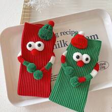 1 par de calcetines de media caña con estampado de Papá Noel, calcetines de regalo lindos para parejas/niños, aptos para otoño/invierno, Año Nuevo - Multicolor - Ver 3