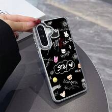 KpopS-Stray-Kid Phone Case For Samsung Galaxy A26, A36, A55, A35, A06, A16, A05, A14, A24, A34, A54, A15, A05S, A25, A23, A33, A53, A73, A13 4G/5G - Metallic Silver Lens Frame With Transparent Soft Back Cover, Cute Phone Case - 混色 - 查看 5