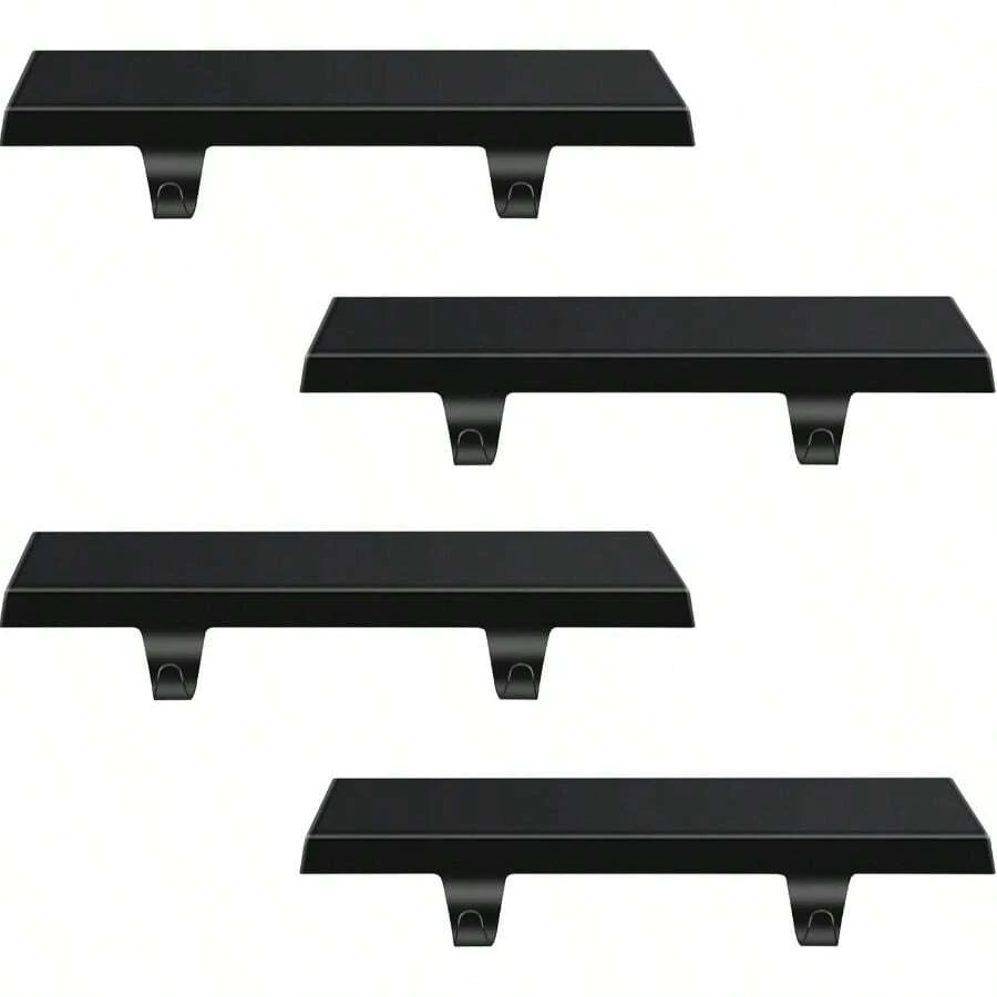 4 Pcs Stocking Holders, Metal Stocking Hangers With Non - Slip Strips Fireplace Stair Indoor Decor Gold