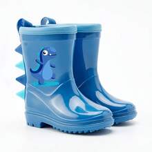 GentleChild Original Design Kids Cartoon Dinosaur Rain Boots, New Outdoor Waterproof One-Piece Cute 3D Pattern Anti-Slip Water Shoes, Kindergarten & Elementary Students School Rain Gear, Lightweight Soft Comfortable, Suitable For All Seasons