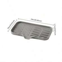 Silicone Bathroom Soap Dishes With Drain Spout-Bathroom And Kitchen Sink Organizer,Sponge Holder,Dish Soap Tray,Perfect For Dispenser,Scrubber,Bottle,Cup On Sink Or Counter - Màu xám đen - Xem 9