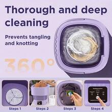 OBOVAY 9L Portable Mini Washing Machine, Foldable Compact Washer, Suitable For Apartment, Dorm, Home, Hotel, Camping, Travel (Purple)