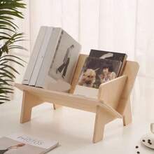 Wooden Tilted Tabletop Bookshelf Bookcase Rustic Desktop Storage Organizer Display Bookshelf