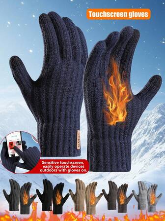 [6 Colors Available] 1/6 Pairs Outdoor Sports Touchscreen Gloves, Women's Warm Knitted Touchscreen Outdoor Sports Gloves, Soft Thermal Lined, Ideal Winter Gift, Suitable For Outdoor Use, Running, Sports, Etc. Winter Warm