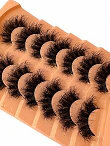 7 Pairs Faux Mink Eyelashes, Cat Eye Style, Natural Looking D-Curl Fluffy False Lashes, Naturally Thick & Fluffy Curly False Eyelashes, Dramatic Lashes Thick & Long 8D Curl Lasting Thick False Lashes To Lengthen And Volumize Eyes