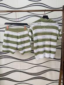 conjunto  Listrado    Malhado  Botões na frente    Conjunto Feminino  Férias  Praia    Praia / Verão