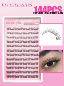 120PCS C Curl Wispy Natural Lash Clusters | MIX 8-16mm DIY Individual False Eyelashes, Easy To Wear & Reusable, Perfect For Daily Makeup, Natural Look Enhancement & Beginner-Friendly Lash Styling - Black - View 3