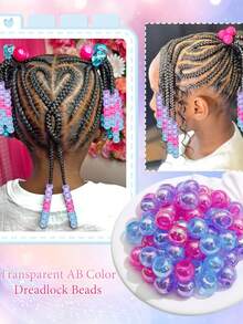 Set de 60 piezas de gomas para el cabello con cuentas de colores caramelo, accesorios con estilo callejero lindo y punk para niñas - Multicolor - Ver 10