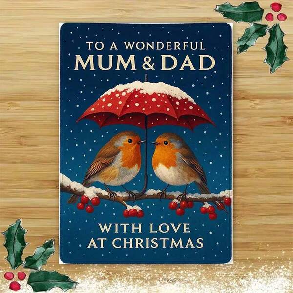 1pc "Wonderful Mum & Dad's Christmas Love" Greeting Card With Envelope - Charming Holiday Card For Parents, Christmas Spirit, Showing Affection To Them, Parent Holiday Gifts
