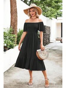 AUSELILY Empire Waist Dress Midi Dresseshalloween - màu đen - Xem 8