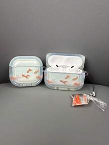 Ocean 1pc Goldfish Design Protective Case Compatible With Airpods 1/2/3/4, Apple Wireless Bluetooth Earphones Pro 2, Anti-Drop Earphone Case (Earphones Not Included)