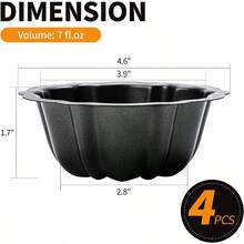 Mini Budtcake Pan 4 Inch Black Nonstick Fluted Lava Cake Pans Mini Chocoflan Mold Small Flan Mold Individual Baking Cups Thanksgiving Pumpkin Muffin Pans For Insta Pot Air Fryer
