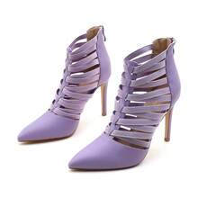 lunryet Women's Platform Heel Dance Boots Peep Toe Latin Salsa Ballroom Ankle Dance Shoes TINA-10 - LAVENDER - 查看 4