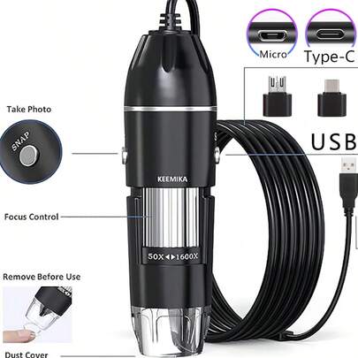 50X-1600X USB Digitalt Mikroskop Lämplig För Android-Telefoner Och Surfplattor, Windows, Linux, Endoskop Handhållen Miniförstoringskamera För Mynt, Ansikte, Hud, Hårbotten