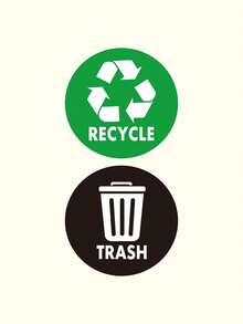 6 Stücke/Packung 5.59inch * 5.59inch Aufkleber für Mülltrennung, nicht klebend (wasserfest, schmutzabweisend, UV-beständig, reißfestes Material)