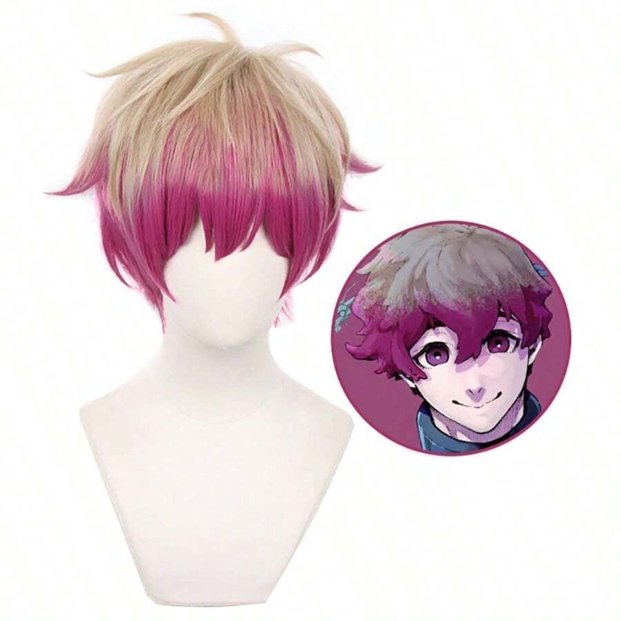 DAnime Cosplay Wig For Blue Lock Bachira Meguru Cosplay Wig Short Black Yellow Hair With Free Wig Cap Alexis N - AlexisNess - Xem 1