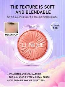 Clinique 倩碧 Cheek Pop 腮红 #08 蜜瓜色 3.5克/0.12盎司 | 可叠加，显色度高，打造自然光泽 | 轻盈丝滑质地，轻松晕染 | 持久不卡粉 | 通过过敏测试，无香料，适合所有肤质 | 多种百搭色号可选 | 日常妆容或特殊场合皆宜 | 便携小巧，方便补妆 - Melon Pop - 查看 5