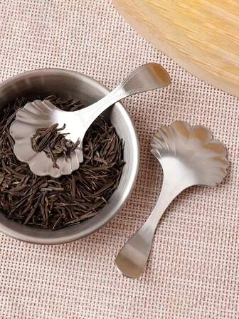 1 st. Vintage rostfritt stål te- och kaffesked med kronblad - elegant skaldesign för desserter, teblad och kaffebönor - hållbart köksredskap i 304 rostfritt stål, dessertserveringsverktyg | Dekorativ sked | slät textur