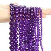 1pc 15-Inch Purple Tone Natural Stone Round Beads, Amethyst/Purple Tiger Eye/Purple Agate Etc. Calming, Protective, Attracting Good Luck Healing Stones, Suitable For DIY Jewelry Making/Bracelets/Necklaces And Craft Accessories