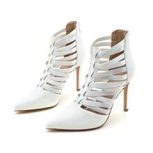 lunryet Women's Platform Heel Dance Boots Peep Toe Latin Salsa Ballroom Ankle Dance Shoes TINA-10 - 白色 - 查看 15