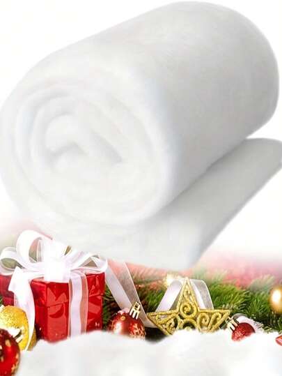 1pc White Artificial Snow Blanket - Soft, Thick, Fluffy Christmas And Winter Decoration, Christmas Fake Snow, Compressed Packaging, Vacuum Packed, DIY Filling Foam, PP Foam, Washable, Indoor Snow Decor, Polyester Fiber Filling, Filling, Synthetic, Polyester Imitation Silk, Insulation Material, Suitable For Holiday Trees And Holiday Displays, Ideal For Weddings, Youth Showers, And More, Christmas Blanket, Holiday, Winter Decoration