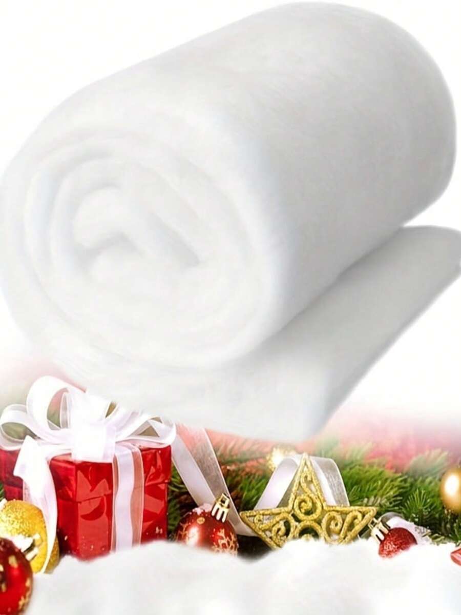 1pc White Artificial Snow Blanket - Soft, Thick, Fluffy Silky Fiber, Feather, Christmas & Winter Decor, Flat, Artificial Christmas Snow, Compressed Packaging, Vacuum Packed, DIY Filling, PP, Washable, Indoor Snow Decor, Polyester Fiber Filling, Filling, Synthetic, Polyester Imitation Silk, Insulation Material, Ideal For Weddings, Teen Showers And More - Multicolor - View 1