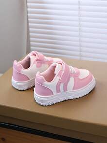 1 双儿童休闲运动鞋，秋季新款女童软底白鞋，幼儿时尚钩环防滑平底鞋，女童日常休闲户外网球鞋 - 粉色 - 查看 7