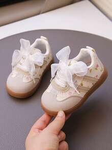 幼儿鞋，春秋新款，1-3岁，女童运动鞋，休闲软底婴儿鞋 - 米色 - 查看 3