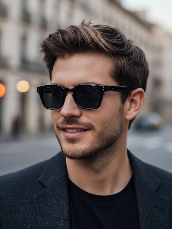Vintage Style Men's Glasses, Square Frame, Decorative Glasses, Suitable For Casual Wear, Full Frame, PC Material, With Lenses, Suitable For Halloween, Christmas, Thanksgiving