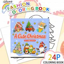 Christmas Coloring Book: Adult Coloring Book, Pearlescent Paper Cover, 7.9x7.9 Inches, 24 Pages Of Thick Drawing Paper, Warm And Comfortable, Essential For Autumn/Winter, Suitable For Adults And Teenagers To Relieve Stress, Christmas, Thanksgiving, New Year Gifts, Party Gifts, School Supplies, Painting Book, Watercolor Book - Coloring Christmas - View 10