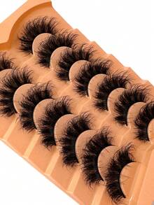 7 Pairs Faux Mink Eyelashes, Cat Eye Style, Natural Looking D-Curl Fluffy False Lashes, Naturally Thick & Fluffy Curly False Eyelashes, Dramatic Lashes Thick & Long 8D Curl Lasting Thick False Lashes To Lengthen And Volumize Eyes