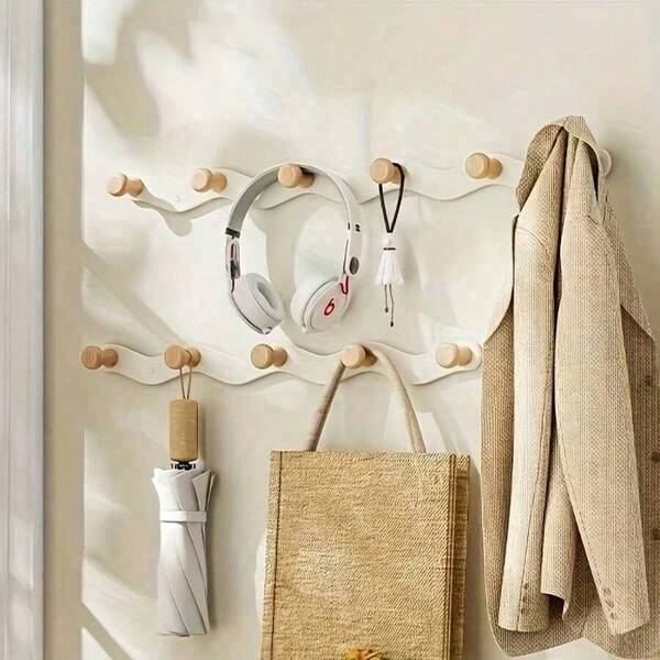 1 pieza Percha de ropa estilo crema, montada en la pared, con gancho trasero, simple y hermosa, puede almacenar ropa de bebé y decorar la habitación de tu bebé