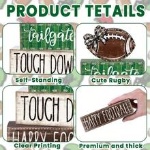 4pcs Fall Table Decor Fall Wood Block Signs Pumpkin Sign Autumn Tiered Tray Decor Thanksgiving Centerpieces Signs Holiday Tabletop Coffee Fireplace Shelf Desk Party Decoration - Football - View 5