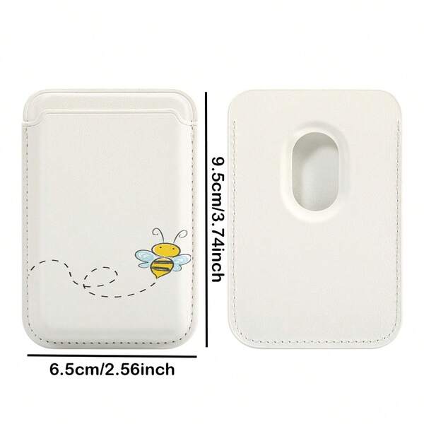 1pc Bee Design Black/White/Silver/Brown/Pink PU Leather Wallet Card Holder Magnetic Phone Case Compatible With IPhone 17/16/15/14/13/12/11, Magnetic Wallet Card Holder Phone Accessories