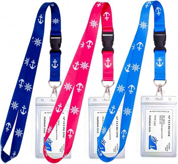 3 Pack Waterproof Lanyards With Detachable Buckle & ID Badge Holder For Cruise  Key Cards, Cruise Essentials & Must Have Accessories (Light Blue + Dark Blue + Red),23417827