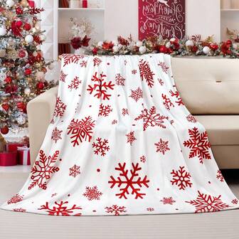 Julfilt Röd Snöflingefilt Supermjuk Flanellfilt Fleecefilt Vinterplysch Fuzzy Varm Sängfilt Juldekoration För Soffbädd