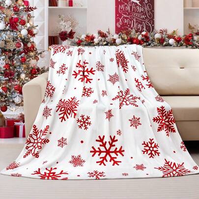 Christmas Throw Blanket Red Snowflake Blanket Super Soft Flannel Fleece Blankets Winter Plush Fuzzy Warm Bed Blankets Christmas Holiday Decor For Couch Bed