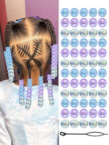 Set de 60 piezas de gomas para el cabello con cuentas de colores caramelo, accesorios con estilo callejero lindo y punk para niñas - Multicolor - Ver 4