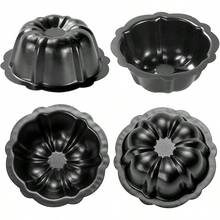 Mini Budtcake Pan 4 Inch Black Nonstick Fluted Lava Cake Pans Mini Chocoflan Mold Small Flan Mold Individual Baking Cups Thanksgiving Pumpkin Muffin Pans For Insta Pot Air Fryer