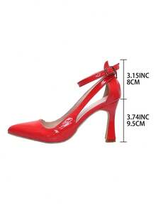 Sexy T-Strap Pointed Toe High Heel Sandals, Women's Summer New Slim Heel Hollow Out Sandals - Red - View 11
