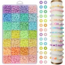 10/15/24/28/26 Stücke Flache Perlen Armband Bastel-Set, Freundschaftsarmband DIY Werkzeuge, Polymer Heishi Perlen Schmuckherstellung Zubehör