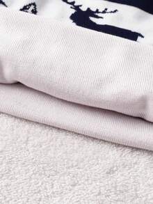 Young Boy Christmas Reindeer Colorblock Pullover Sweater, Suitable For Spring, Autumn, Winter - Red - View 7