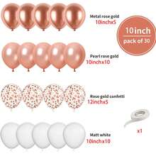 31pcs Rose Golden Confetti Latex Balloons - Party Wedding Decorations With Platinum Balloon And Ribbon - Elegant Bride Shower Accessories